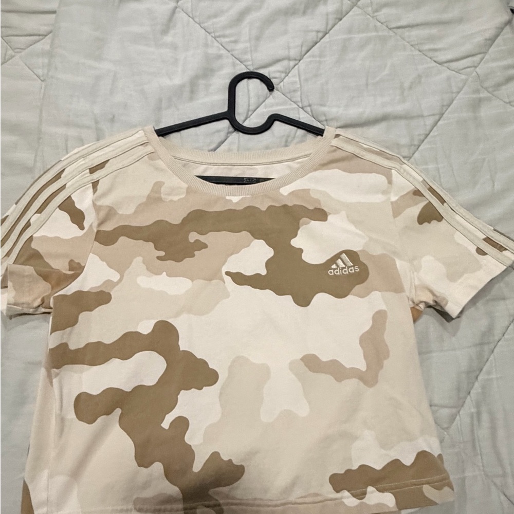 Adidas Kids Short Sleeve Camouflage Tee - Beige and White